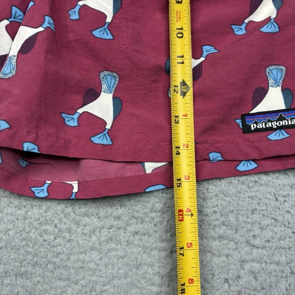 Patagonia Baggies Shorts Men's Small Pink Blue Footed Booby Bird Swim Trunks